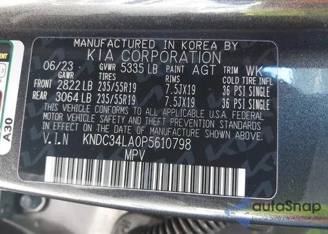 2023 Kia Ev6 Wind из США, поврежденный, VIN KNDC34LA0P5610798